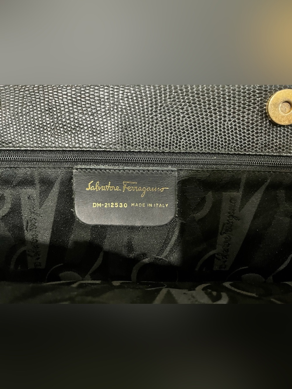 Salvatore Ferragamo Black Leather Shoulder Bag with Gold Logo